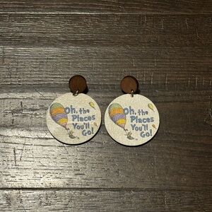 Dr. Seuss all the places you’ll go wooden earrings new